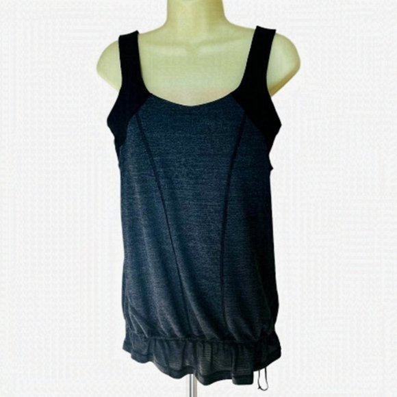𝅺LULULEMON Grey Active Tank Top with drawstring. Size 10 - Picture 1 of 6